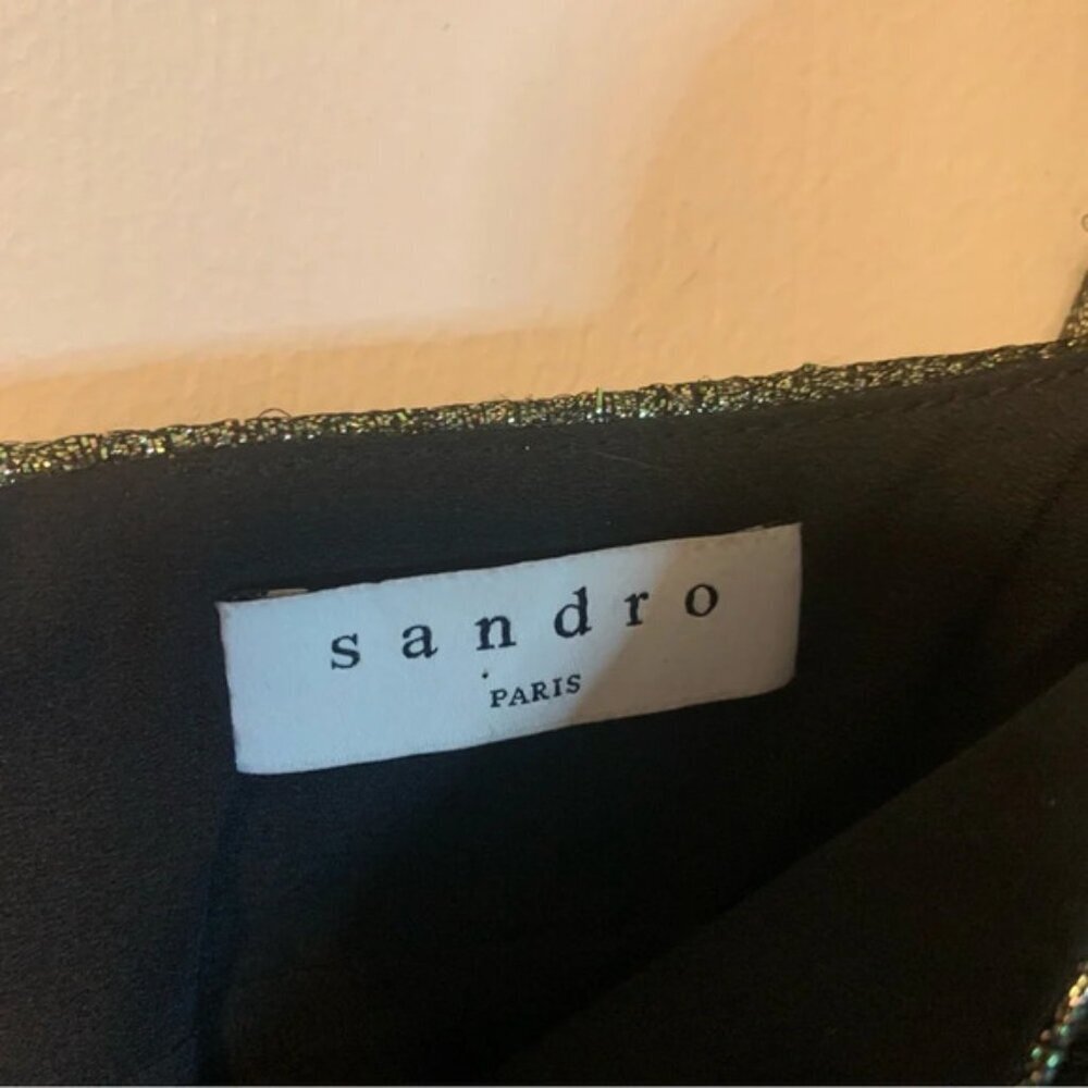 NWOT Sandro Julie Metallic Puffed Sleeve Woven Mini Dress 40 - Picture 10 of 16